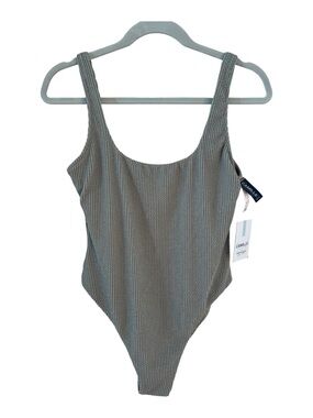 One Piece Ribbed Sage Green Swimsuit Size M Swimsuits For All Camille Kostek
